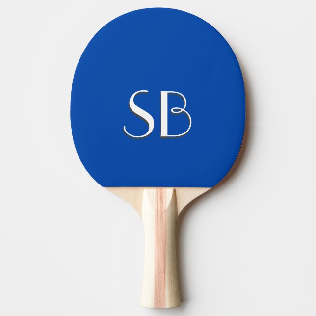 Solid Cobalt Blue Monogram Ping Pong Paddle (Front)