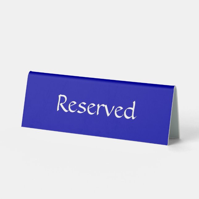 Solid Cobalt Blue Reserved Table Tent (Front)