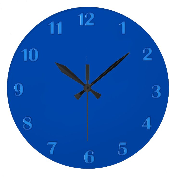 Solid Cobalt Blue with Blue Numbers Wall Clock | Zazzle