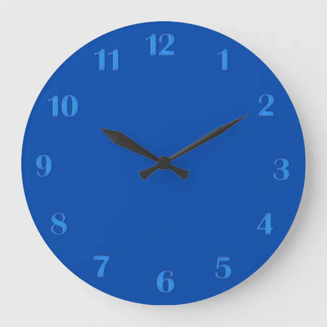 Solid Cobalt Blue With Blue Numbers Wall Clock 