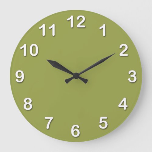 Solid Color Avocado Green Large Clock