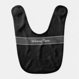 Solid Color Basic Black Modern Stylish Baby Bib
