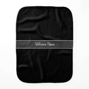 Solid Color Basic Black Modern  Stylish Baby Burp Cloth