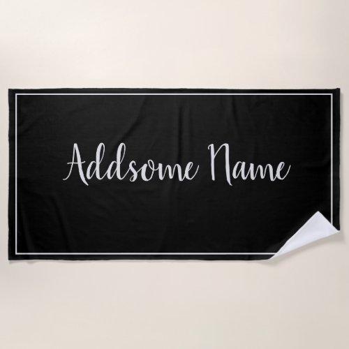 Solid Color Basic Black Modern Stylish Beach Towel