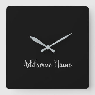 Solid Color Basic Black Modern Stylish Square Wall Clock