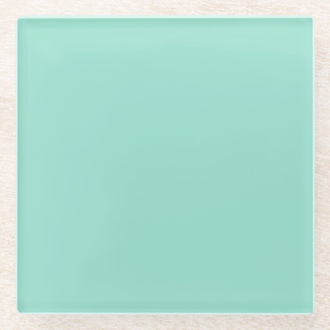 Solid color Beach Glass plain aqua green mint  Coaster (Front)