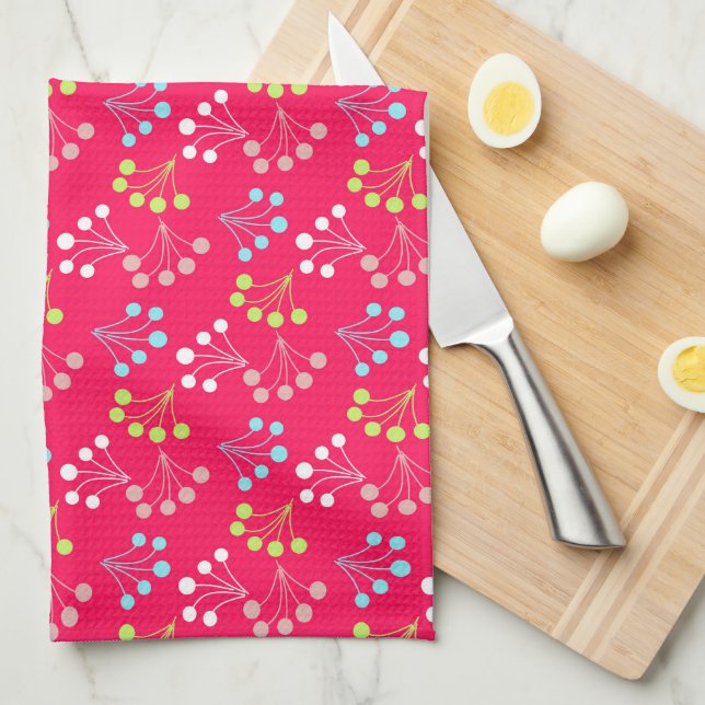 Solid color berries simple pattern retro sixties  kitchen towel (Quarter Fold)
