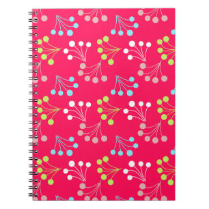 Solid color berries simple pattern retro sixties notebook