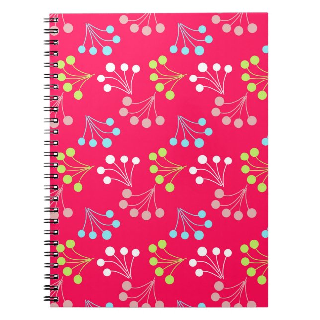 Solid color berries simple pattern retro sixties  notebook (Front)