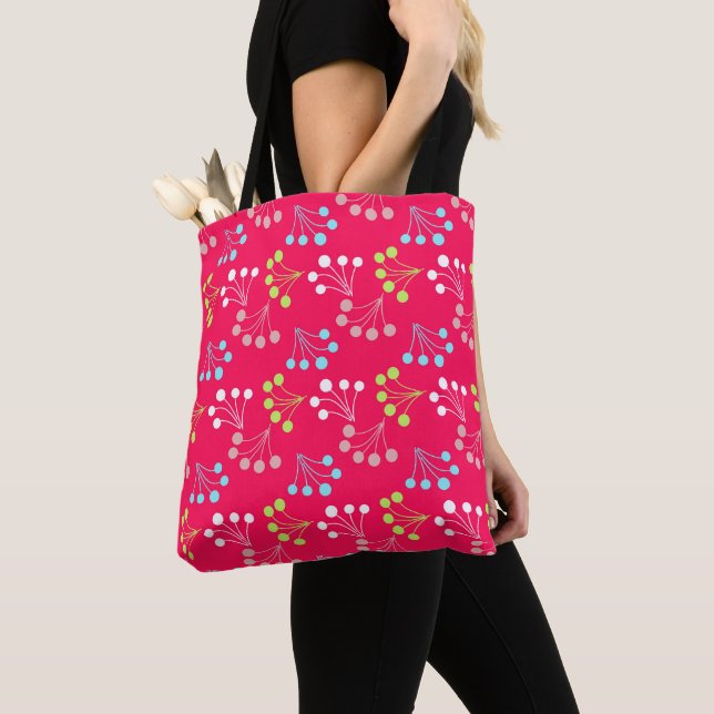 Solid color berries simple pattern retro sixties  tote bag (Close Up)