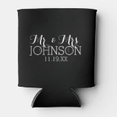Solid Color Black Mr & Mrs Wedding Favors Can Cooler (Front)