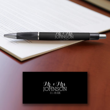 Solid Color Black Mr & Mrs Wedding Favors Pen by JustWeddings at Zazzle