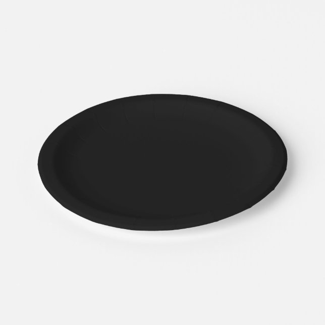 Solid Color: Black Paper Plates (Angled)
