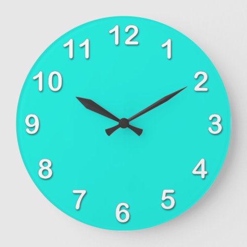 Solid Color Bright Aqua Large Clock