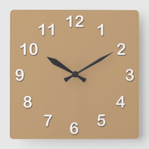 Solid Color Camel Brown Square Wall Clock