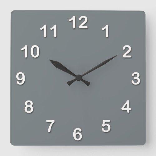 Solid Color Charcoal Gray Square Wall Clock