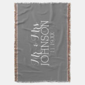 Solid Color Charcoal - Mr & Mrs Wedding Favors Throw Blanket (Front Vertical)