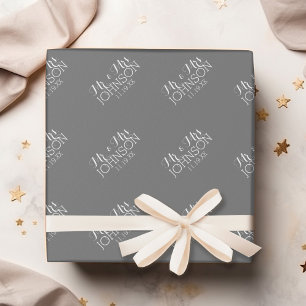 Solid Color Charcoal - Mr & Mrs Wedding Favors Wrapping Paper