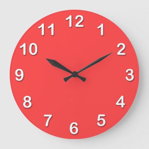 Solid Color Coral Red Large Clock