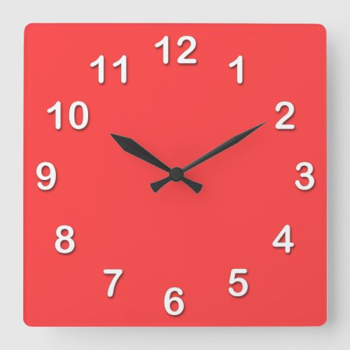 Solid Color Coral Red Square Wall Clock