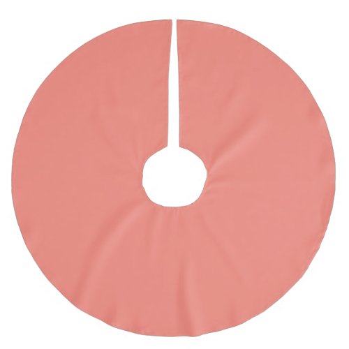 Solid color coral salmon brushed polyester tree skirt