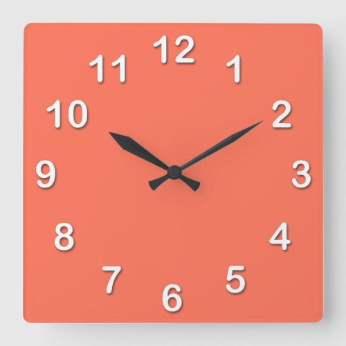 Solid Color Coral Square Wall Clock