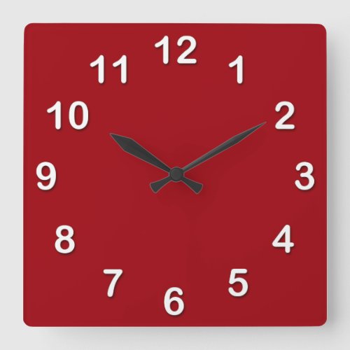 Solid Color Cranberry Red Square Wall Clock