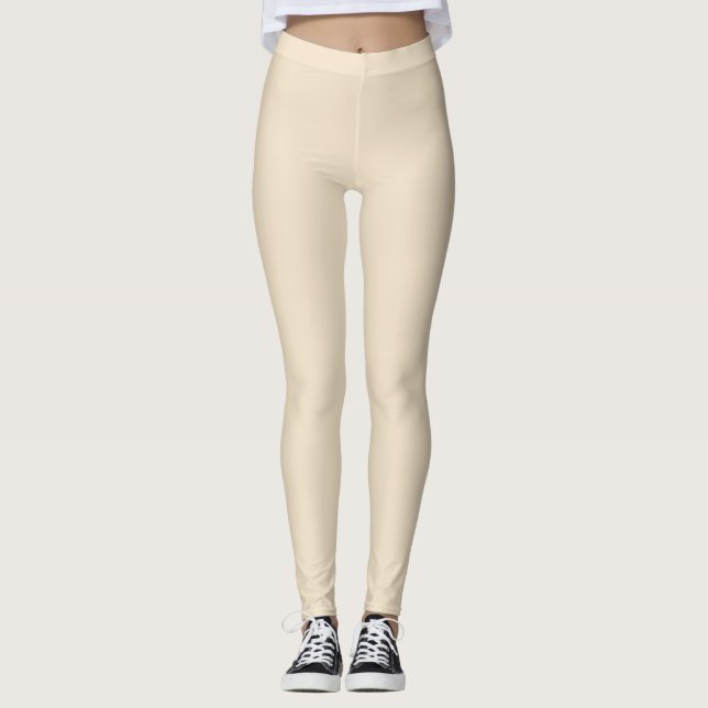 Solid color cream light beige leggings (Front)
