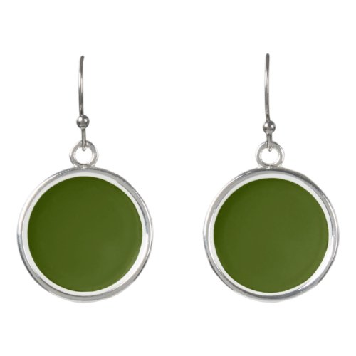 Solid color dark army green earrings