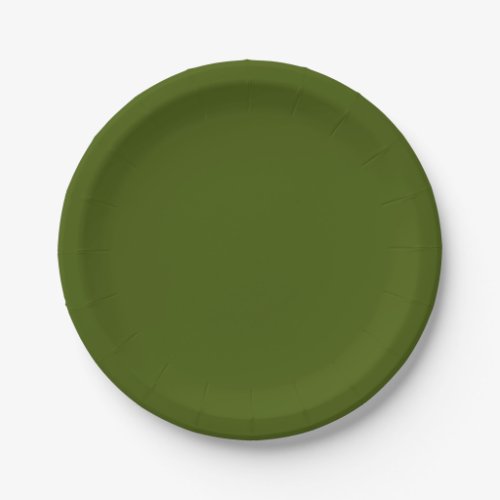 Solid color dark army green paper plates
