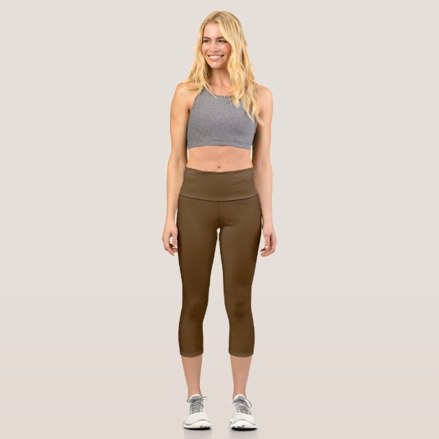 Solid color dark chocolate brown capri 