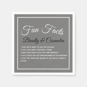 Solid color Dark gray Wedding Fun Fact Napkins