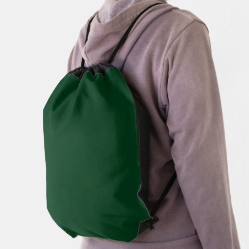 Solid color dark green drawstring bag