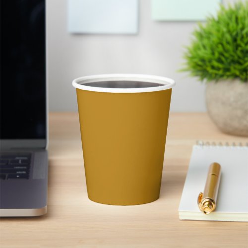 Solid color dark mustard brownish yellow paper cups