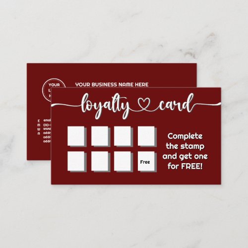 Solid Color Dark Red Add Your Logo QR Code Loyalty Card