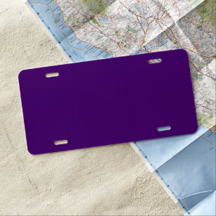 Solid color dark rich purple license plate