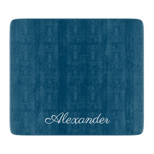 Solid Color Dark Teal Blue template White Script  Cutting Board