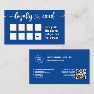 Solid Color Deep Blue Add Your Logo QR Code Loyalty Card