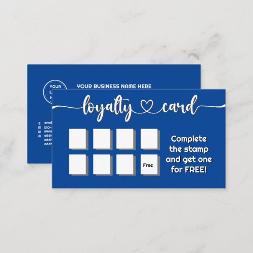 Solid Color Deep Blue Add Your Logo QR Code Loyalty Card