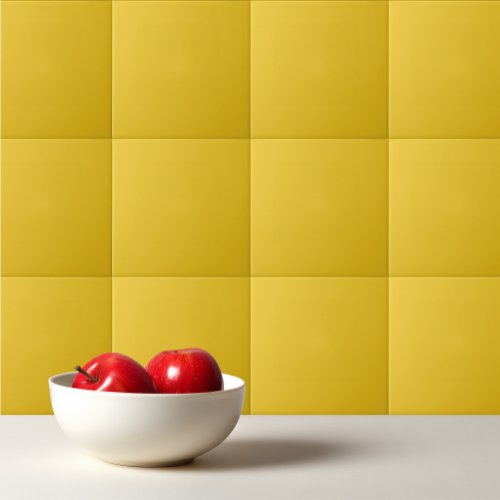 Solid color deep lemon mustard yellow ceramic tile