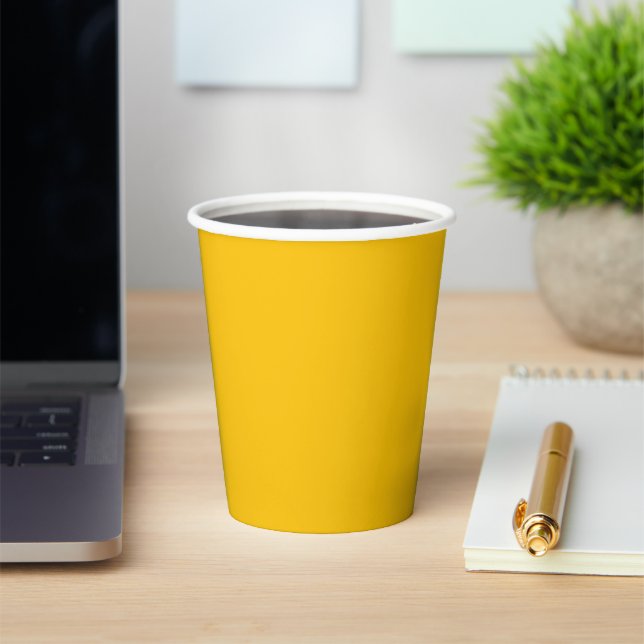 Solid color deep lemon mustard yellow paper cups (Insitu)
