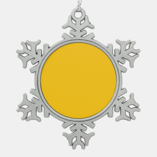 Solid color deep lemon mustard yellow snowflake pewter christmas ornament