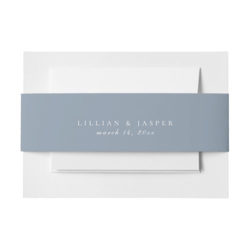 Solid Color Dusty Blue Wedding Invitation Belly Band