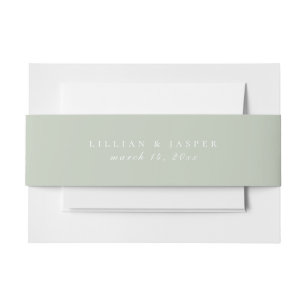 Solid Color Dusty Sage Green Wedding Invitation Belly Band