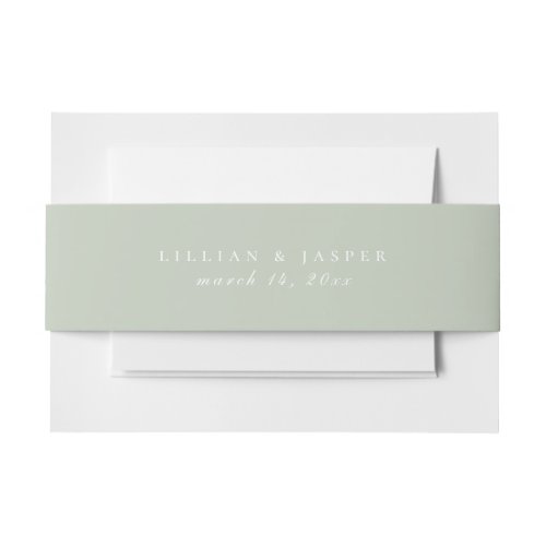 Solid Color Dusty Sage Green Wedding Invitation Belly Band