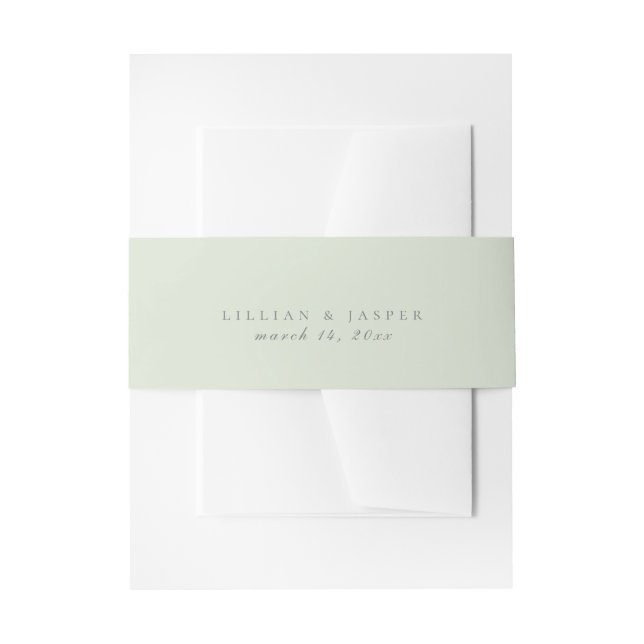 Solid Color Dusty Sage Wedding Invitation Belly Band (Front Example)