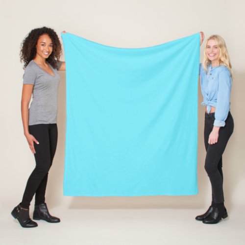 Solid color electric light aqua blue fleece blanket