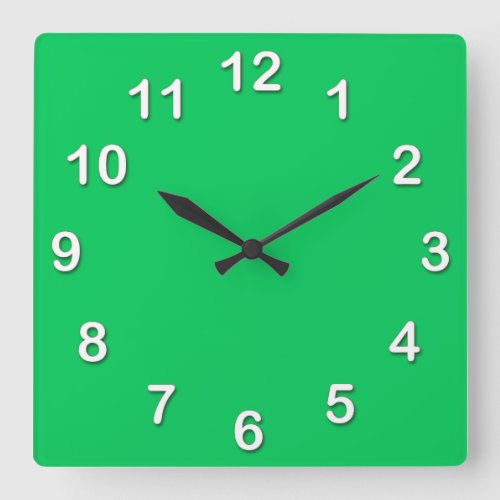 Solid Color Emerald Green Square Wall Clock