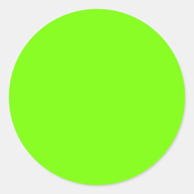 solid color fluorescent  green background classic round sticker (Front)