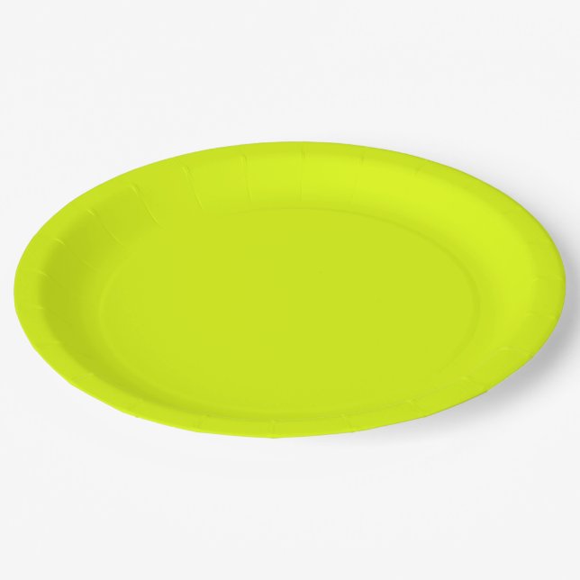 solid color fluorescent  yellow background paper plates (Angled)